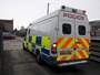 Mercedes Benz Sprinter Mk1, kitted out with prisoner transport cells in load carrying area with side and rear loading doors - with modern yellow/blue batternburg side markings, built 1995-2006 (c) 2019 Vision Motor Services Ltd